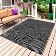 thumbnail image 1 of Black White Stripe Outdoor Rug for Patio/Deck/Porch, Non-Slip Large Area Rug 5 x 7 Ft, Modern Abstract Art Moire Striped Indoor Outdoor Rugs Washable Area Rugs, Reversible Camping Rug Carpet Runner, 1 of 8