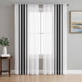 thumbnail image 1 of Black White Stripe, Semi Sheer Window Curtains 108 Inches Long, Abstract Geometric Rod Pocket Voile Silky Chiffon Curtain Light Filtering Drapes for Living Room, Kitchen, Bedroom, 52"x108", 2 Panels, 1 of 9
