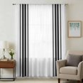 thumbnail image 1 of Black White Stripe, Sheer Curtains 54 Inches Long, Abstract Geometric Light Filering Curtains, Breathable Simi Curtain Privacy Drapes for Kitchen Bathroom Nursery Lightweight Small Window Treatment, 1 of 9