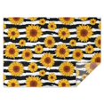 thumbnail image 1 of Black White Stripe Sunflower Pattern Rectangle Tablecloth 60"x84",Waterproof Polyester Rectangle Table Cloth, Wipeable Spillproof Polyester Tablecloth for Dining, Camping, Indoor and Outdoor, 1 of 5