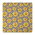 thumbnail image 1 of Black White Stripe Sunflower Pattern Square Fitted Tablecloth with Elastic Edge,Square Table Cover,Washable Elastic Table Cover for Home Kitchen Party Decor 34"x34", 1 of 1