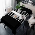 thumbnail image 1 of Black White Stripe Table Cloth Waterproof Tablecloths, Modern Rustic Vertical Striped Tablecloth Dining Table Cover for Kitchen Party Tabletop Outdoor, Rectangle Tablecloth 60x120 Inch, 1 of 9