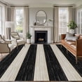thumbnail image 1 of Black White Striped Area Rugs 5'x8', Washable Small Throw Rugs for Classroom Bedroom, Farmhouse Vintage Shabby Chic Wood Grain Indoor Outdoor Rug Non-Slip Low Pile Carpet Runner Reversible Floor Mats, 1 of 8