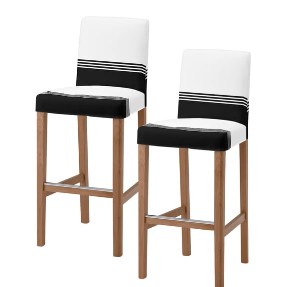 Black White Striped Bar Stool Covers - Stretch Dining Chair Covers Set of 2, Modern Abstract Art Aesthetics Bar Chair Cover Removable Counter Stool Pub Chairs Slipcovers Protectors for Kitchen/Cafe
