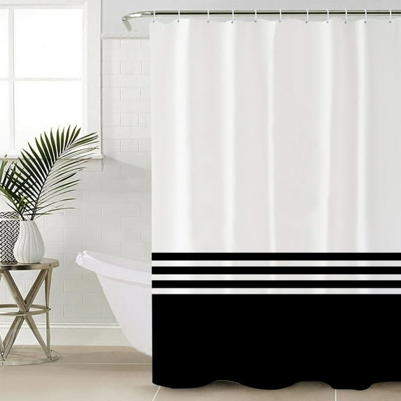 Black White Striped Bathroom Curtain 72 Inch Shower Stall Curtain with Hooks, Modern Abstract Art Aesthetics Waterproof Polyester Bath Curtain Washable Bathtub Curtain 36''x 72''
