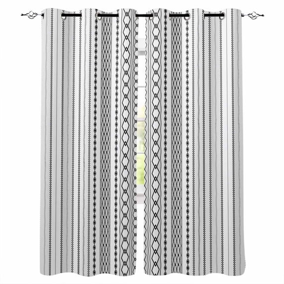 Black White Striped Blackout Curtains for Bedroom/Living Room, Thermal Insulated Kitchen Curtains, Modern Farmhouse Geometric Grommet Darkening Window Treatment Drapes 52"x84"x2