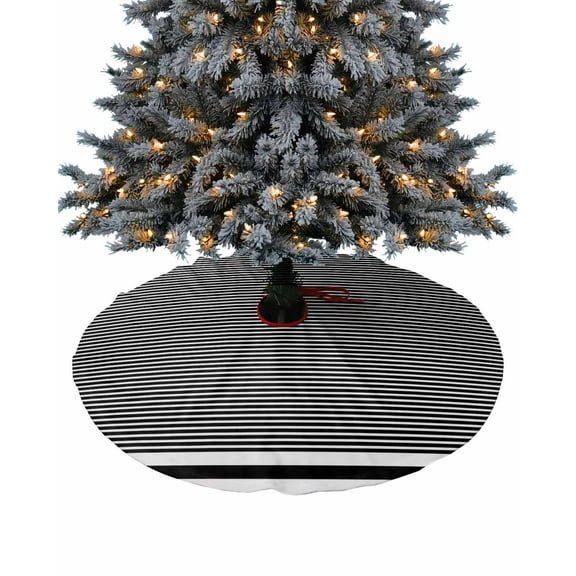 Black White Striped Christmas Tree Skirt 36 Inches Large Christmas Skirt Tree,Farmhouse Geometric Horizontal Lines Stripes Tree Skirt Christmas Decorations for Fireplace Party Holidays Indoor Outdoor
