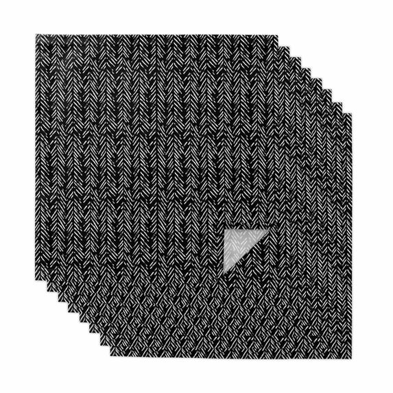 Black White Striped Cloth Napkins, Abstract Modern Art Irregular Stripe ...