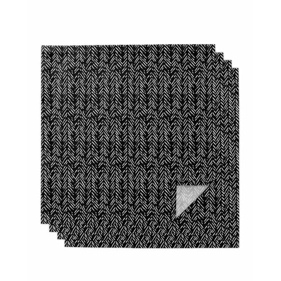 Black White Striped Cloth Napkins Set of 4 Reusable Dinner Napkins, Abstract Modern Art Irregular Stripe Cocktail Napkin Washable Table Napkins for Wedding/Holiday Party/Baby Shower 20"x20"