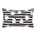 Black White Striped Cute Chicken Throw Pillow Covers 16" x 24