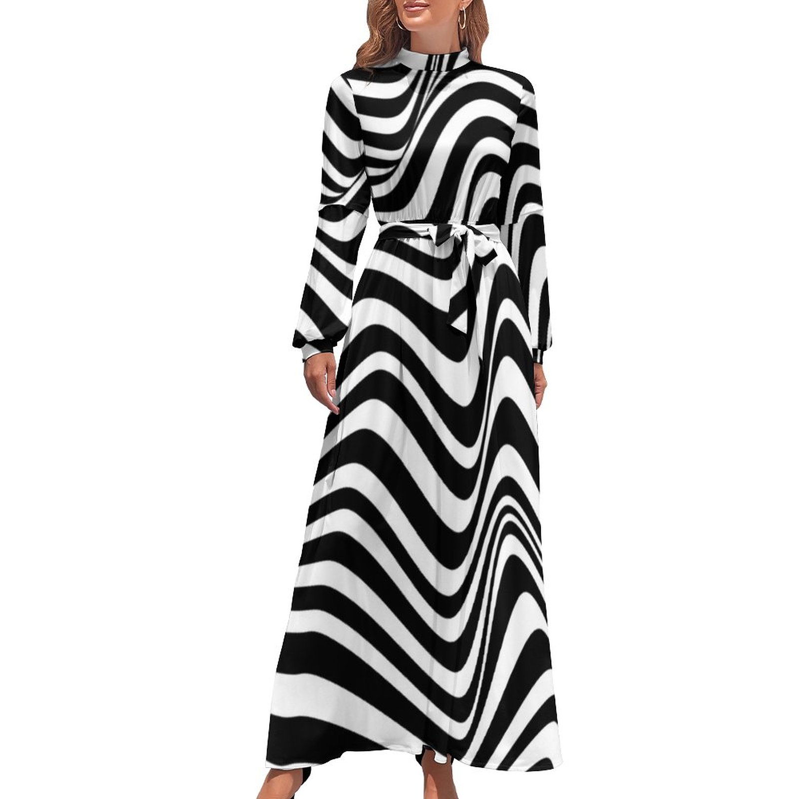 Black And White Stripes Long Dress