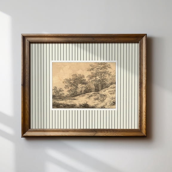 Black White Striped English Cottage Decor Wall Art