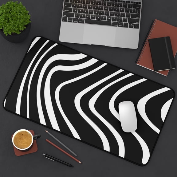 Black & White Striped Gaming Mouse Pad-Large Office Desk Mat-Desk Mouse Pad