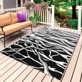 thumbnail image 1 of Black White Striped Outdoor Rug 4x6 Ft, Non Slip Washable Area Rug, Farmhouse Stripes Modern Abstract Art Patio Rugs Carpet Runner, Large Floor Mat for Indoor/Outdoor Deck Porch Camping, 1 of 8