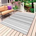 thumbnail image 1 of Black White Striped Outdoor Rug for Patio/Deck/Porch, Non-Slip Large Area Rug 6 x 9 Ft, Modern Farmhouse Geometric Indoor Outdoor Rugs Washable Area Rugs, Reversible Camping Rug Carpet Runner, 1 of 8