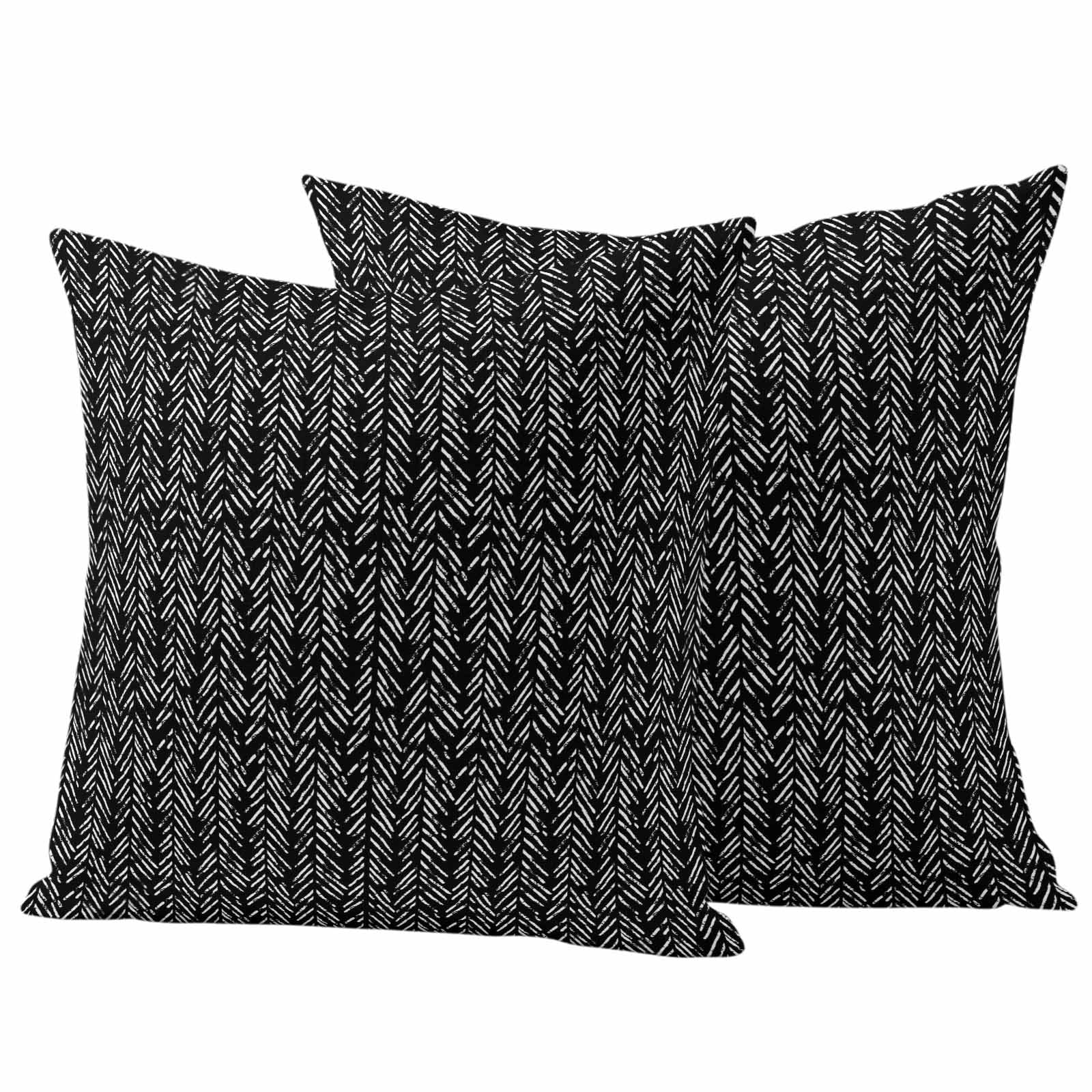 Black White Striped Outdoor Waterproof Pillow Covers, Abstract Modern Art Irregular Stripe Decorative Square Throw Pillowcase Sofa Cushion Sham for Patio/Couch/Chair, 26"x26" 2 Pack