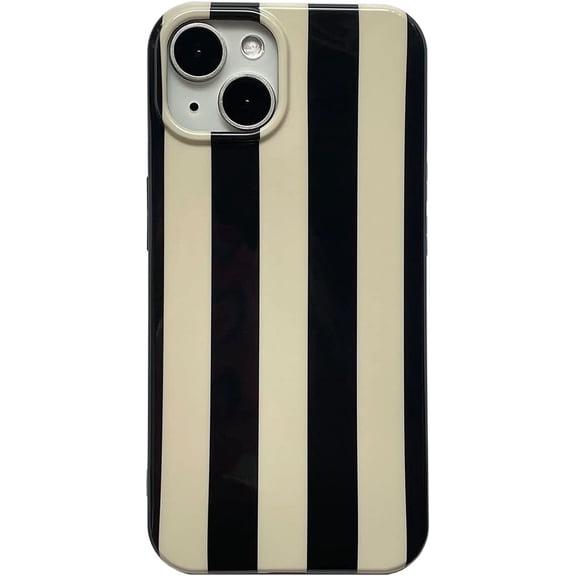 Black White Striped Phone Case Compatible with iPhone 13 Pro Max Stylish Stripes Print Chic Retro Aesthetic Full Protective Slim Fit Glossy Soft Girly Never Faded 13promax 6.7" Cover