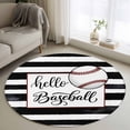 thumbnail image 1 of Black White Striped Round Area Rug 3Ft Washable Small Circle Rugs for Kitchen Entryway, Baseball Stripes Farmhouse Art Non-Slip Carpet Floor Mats Indoor Outdoor Carpet Runner Aesthetic Home Decor, 1 of 8