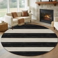 thumbnail image 1 of Black White Striped Round Rug 5ft Washable Circle Kitchen Rugs Non Slip Farmhouse Vintage Shabby Chic Wood Grain Large Area Rug Indoor Floor Carpet for Bedroom Living Room Home Office Dining Room, 1 of 8