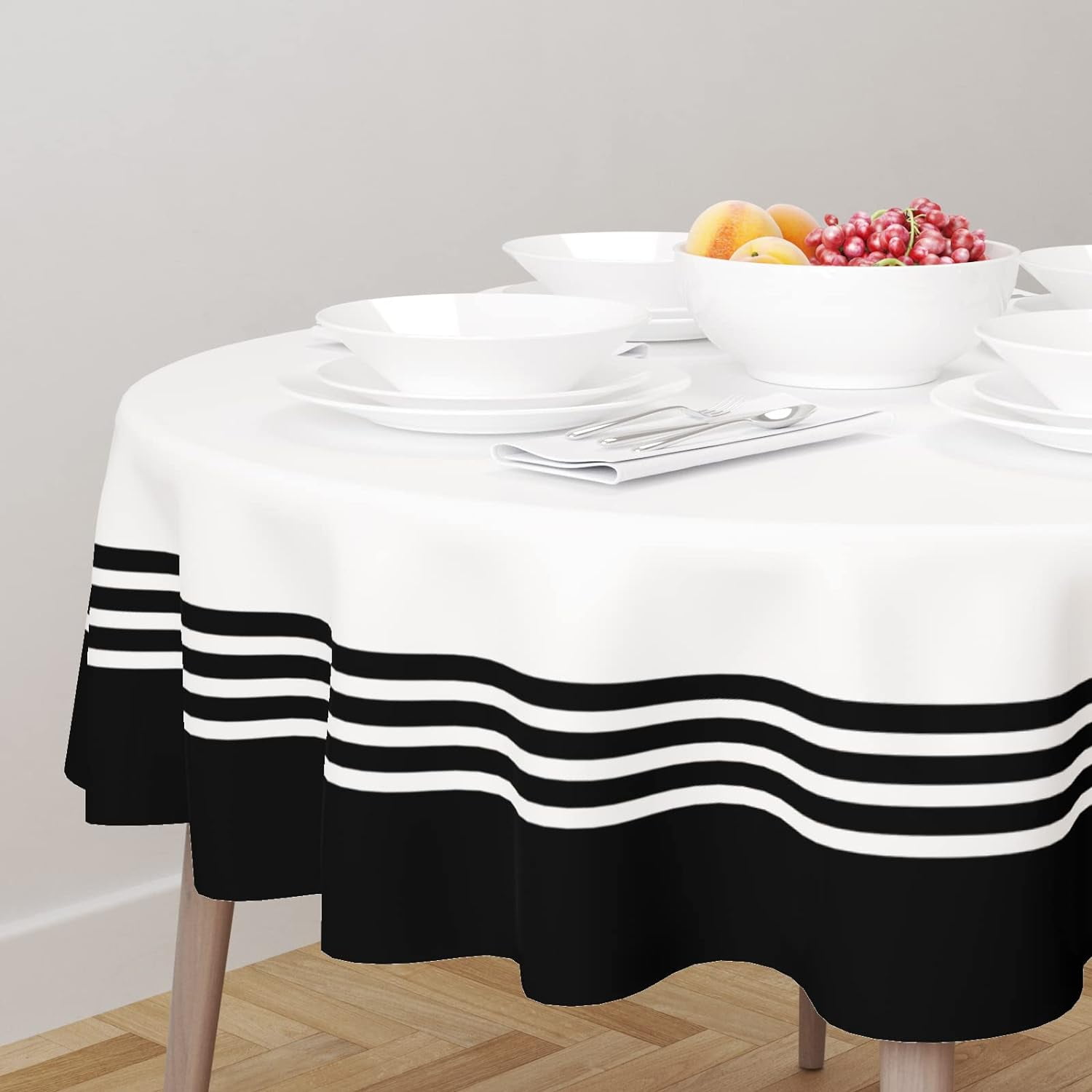Black And White Striped Tablecloth