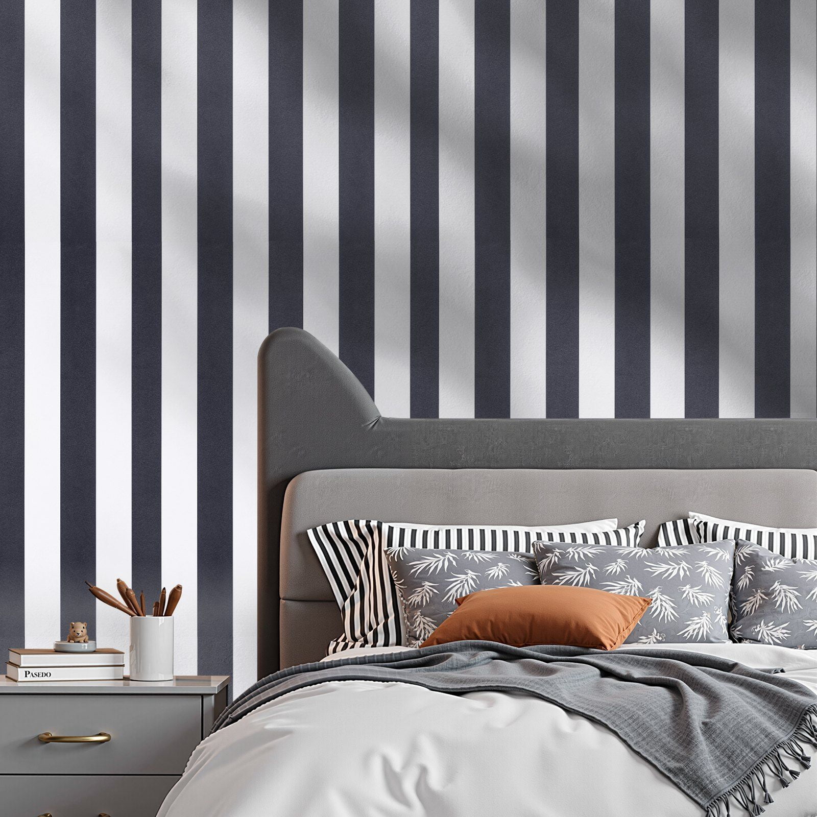 Black and White Striped Self-adhesive Wall Paper, Water-resistant Self-adhesive, Easy To Clean, Suitable for Bedrooms, Kitchens, Bathrooms, Offices, Etc.