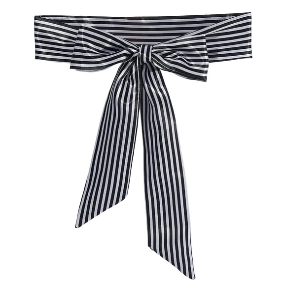 Black White Striped Skinny Scarf Belt Fashion Satin Silk Purse Bag Neck Scarfs Silky Long Thin Ribbon Band Hair Head Scarves Waist Belts Necktie