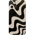 thumbnail image 1 of Black White Striped Swirl Lines Phone Case Compatible with iPhone 11 Pro Max Retro Chic Wave Aesthetic Printing Soft Slim Full Camera Protective Glossy Never Faded Girls Women 11promax Case 6.5", 1 of 9