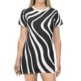 thumbnail image 1 of Black White Striped T-Shirt Dress Party Dress Cocktail Evening Dress, 1 of 4