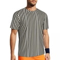 thumbnail image 1 of Black White Striped T Shirt Vertical Lines Print Harajuku Gym T Shirts Short Sleeve Comfor, 1 of 5