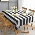thumbnail image 1 of Black and White Striped Tablecloth for Rectangle Tables, Geometric Stripe Waterproof Table Cloth for Kitchen Dining Room, Polyester Tablecloth Rectangle 60” x 84”, 1 of 6