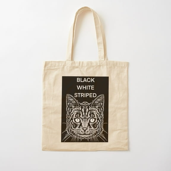 Black White Striped - The Cat Words .4 Cotton Tote Bag Canvas Tote Bag, Family Gift For Mother, Her
