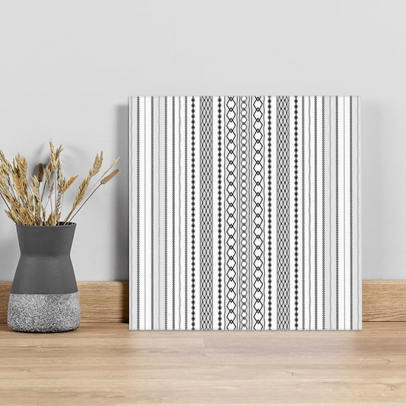 Black White Striped Wall Art Painting on Canvas, Modern Farmhouse Geometric Canvas Art Home Prints Wall Art Framed Modern Artwork for Living Room Bedroom Wall Decor 12x12in