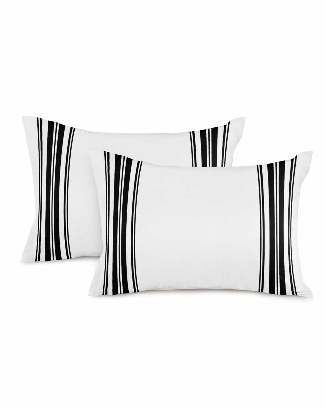 Black White Stripes 12x20 Pillow Covers Set of 2, Farmhouse Theme