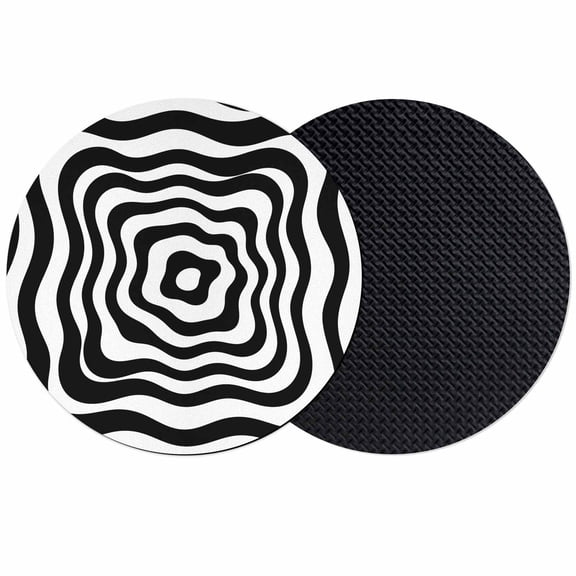 Black White Stripes Coasters Set of 2, Absorbent Coasters for Drinks, Abstract Meander Waves Lines Modern Coaster for Desk Coffee Table Protection, Home Decor House Warming Gifts 4"