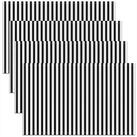Black White Stripes Placemats Set of 4,Modern Simple Style Striped Washable Place Mats 12x18 Inch for Dining Table Decorations,Geometric Cute Table Mats for Kitchen Decor Dinner Indoor