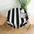 thumbnail image 1 of Black White Stripes Round Tablecloth Washable Reusable Decoration Table Cover for Kitchen Party 60", 1 of 6