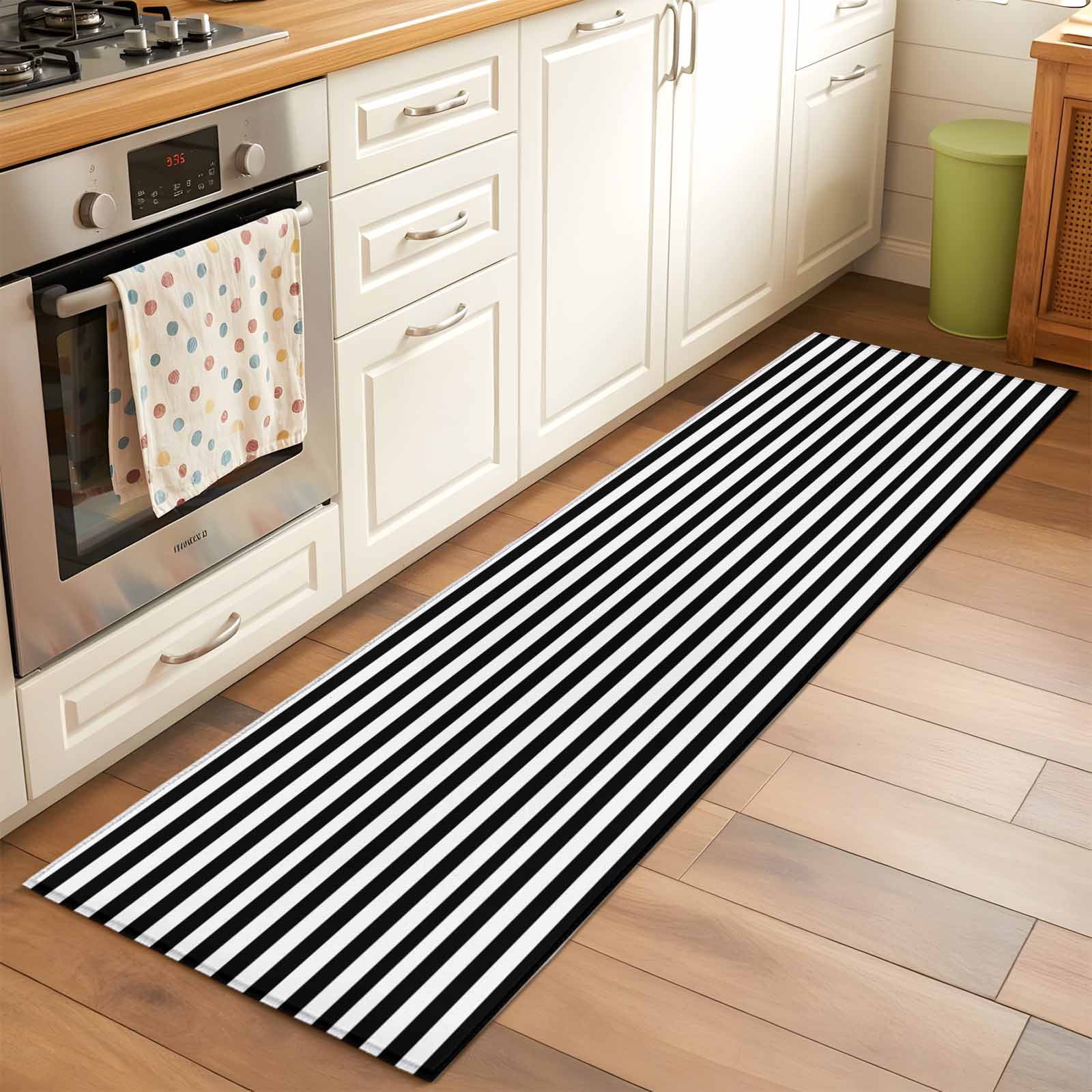 Black and White Stripes Runner Rugs 2x6 ft Geometric Modern Minimalist Nordic Style Washable Hallway Rugs Non-Slip Floor Mats Absorbent Carpet Bedside Runners for Bedroom Kitchen Laundry Room