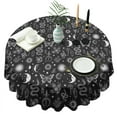 thumbnail image 1 of Black White Sun Moon Snake Butterfly Pattern Round Tablecloth 60"x60",Wrinkle Wipeable Table Cloth for Kitchen Dining Room Picnic Patio Party, 1 of 6