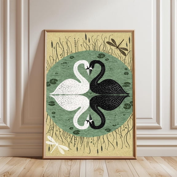 Black White Swan Yin Yang Minimalist Art