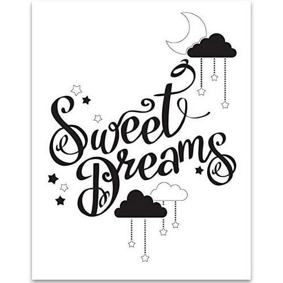 Black & White Sweet Dreams - 11x14 Unframed Art Print - Great Gift for Bedroom Decor