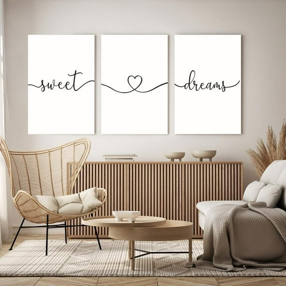 Black and White Sweet Dreams Wall Decor Above Bed Decor Master Bedroom Wall Art Clean Girl Room Decor Sweet Dreams Sign Farmhouse Wall Decor Guest Room Rustic Framed Over Bed Wall Art 12"x16"