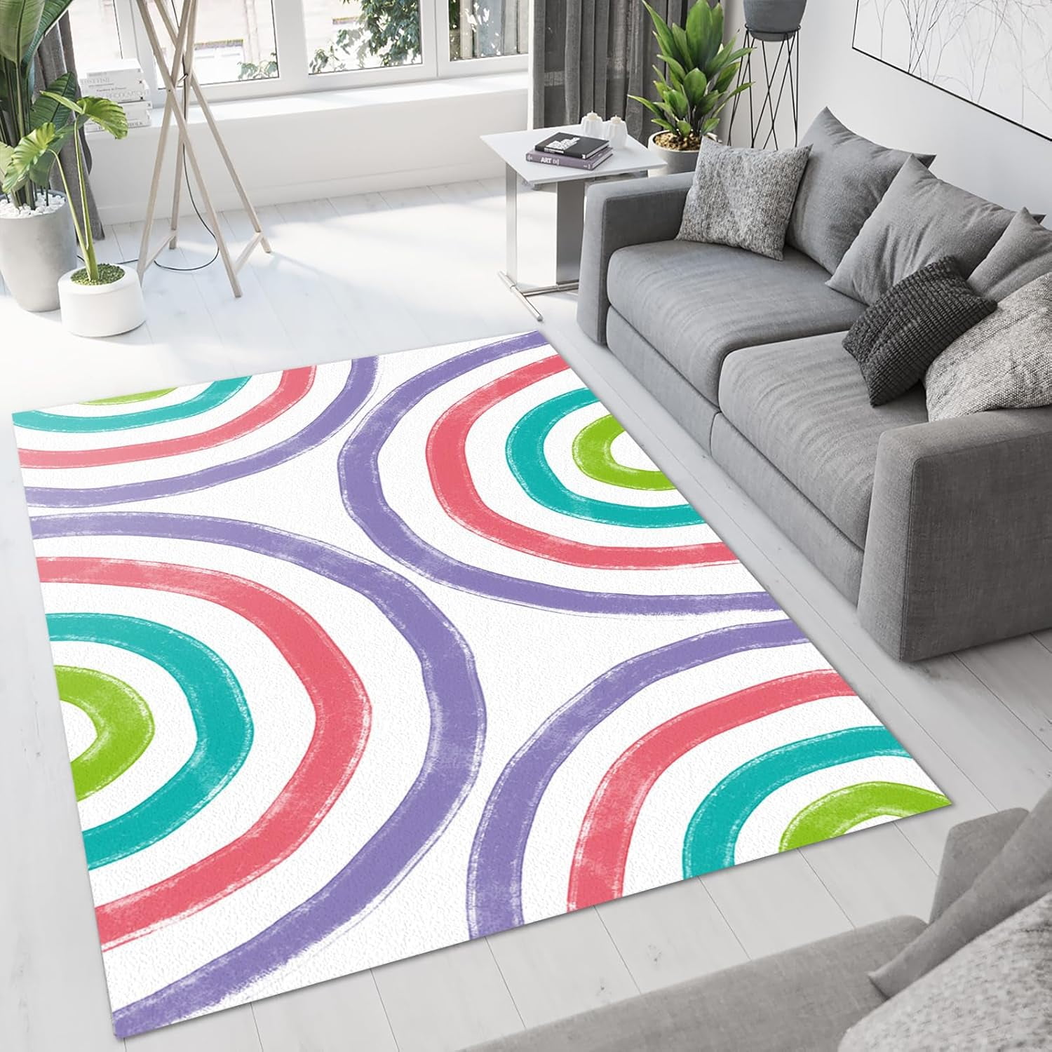 Black White Swirl Area Rug Psychedelic Abstract Lines Breathable ...