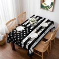 thumbnail image 1 of Black White Table Cloth Waterproof Tablecloths, Retro Stars Stripes Flag Shabby Chic Texture Tablecloth Dining Table Cover for Kitchen Party Tabletop Outdoor, Rectangle Tablecloth 60x84 Inch, 1 of 9