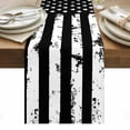 thumbnail image 1 of Black White Table Runner - 70 Inch Long, Kitchen Dining Table Runner Dresser Scarves, Retro Stars Stripes Flag Shabby Chic Texture Farmhouse Decor for Coffee Tables Wedding Party Banquet, 1 of 8