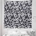 thumbnail image 1 of Black White Tapestry, Dark Charcoal Gardening Flowers Leaves and Swirls Modern Art Print Image, Fabric Wall Hanging Decor for Bedroom Living Room Dorm, 5 Sizes, Dark Navy Blue White, by Ambesonne, 1 of 1