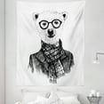 thumbnail image 1 of Black and White Tapestry, Hand Drawn Monochrome Sketch Style Hipster Bear with Jacket Scarf Glasses, Fabric Wall Hanging Decor for Bedroom Living Room Dorm, 5 Sizes, Black Grey and White, by Ambesonne, 1 of 1