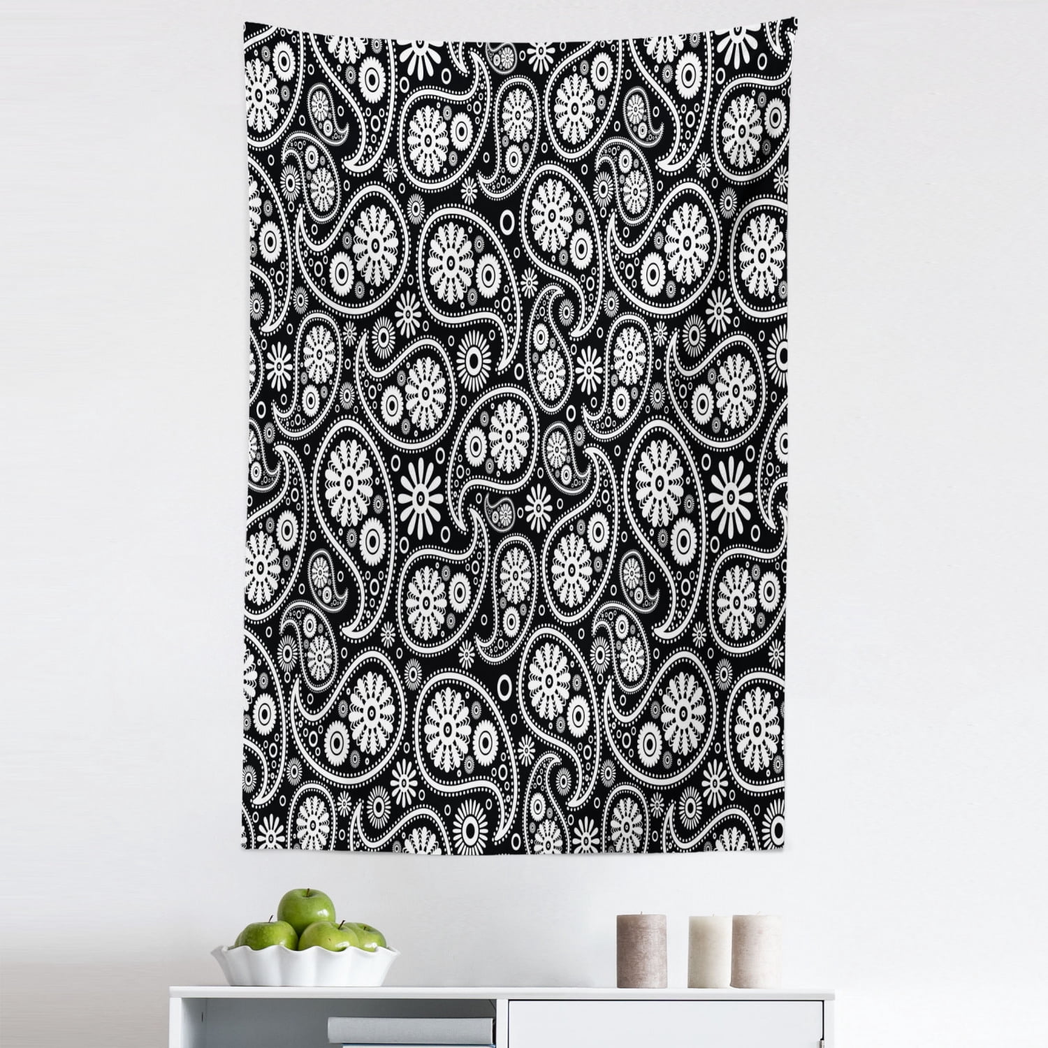 Photo inspiration: Visual Reference: Black And White Tapestry Nostalgic Paisley Teardrop Motifs With