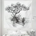 thumbnail image 1 of Black and White Tapestry, Sketch Drawing of Lonely Dried Tree by the Lake and Old Grunge Boat, Fabric Wall Hanging Decor for Bedroom Living Room Dorm, 5 Sizes, Charcoal Grey, by Ambesonne, 1 of 1