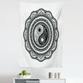 thumbnail image 1 of Black and White Tapestry, Tattoo Style Mandala with Sunflowers and Yin Yang Shape, Fabric Wall Hanging Decor for Bedroom Living Room Dorm, 5 Sizes, White and Black, by Ambesonne, 1 of 1