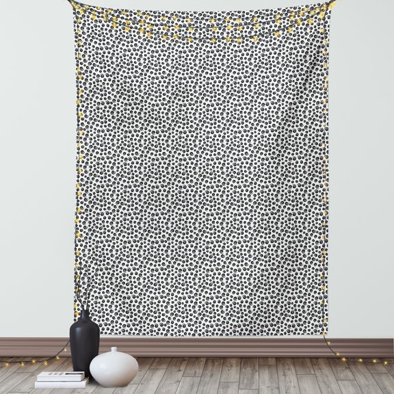 Black and White Tapestry, Various Size Spiral Shapes in Different Angles Scattered on White Backdrop, Wall Hanging for Bedroom Living Room Dorm Decor, 40W X 60L Inches, Black White, by Ambesonne